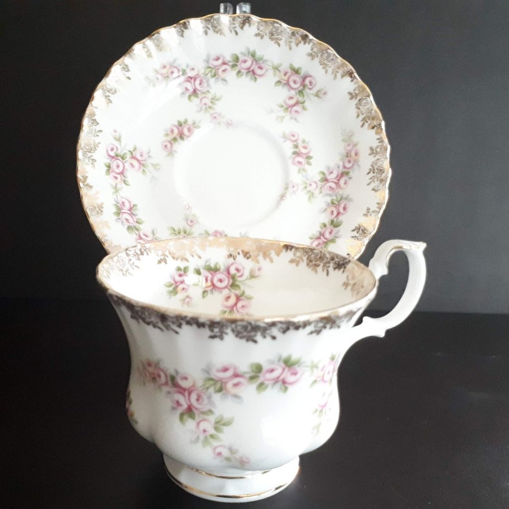Vintage Royal Albert Dimity Rose teacup and saucer fine bone china